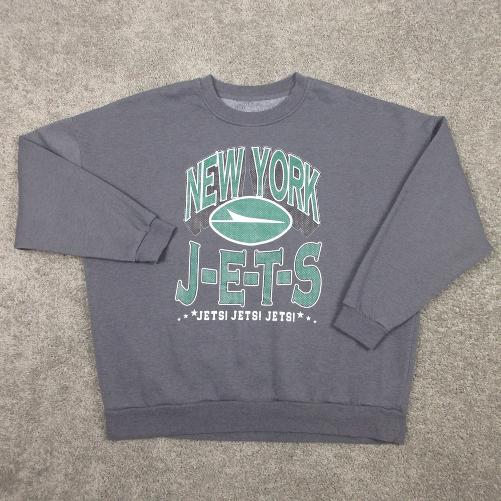 New‎ York Jets Sweater Womens XL Gray Crewneck Sweatshirt Gameday Couture Logo